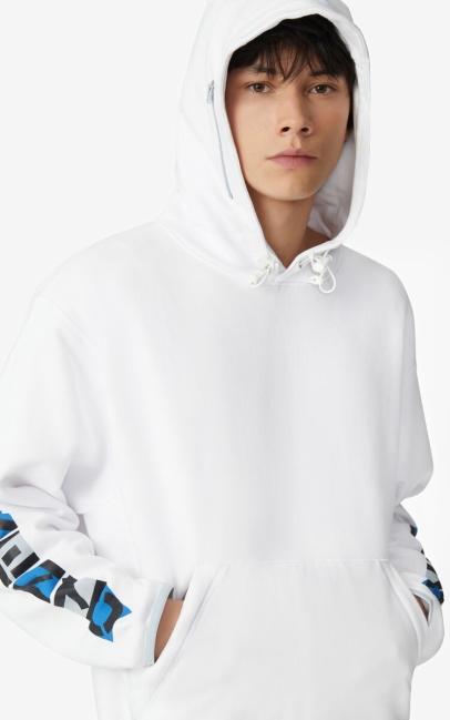 Kenzo Men Kenzo Sport Hooded Oversize Sweatshirt White